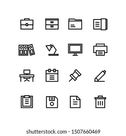 Bussiness and Stationarty Icon Set with Outline Style