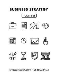 Bussiness Strategy Icon Set. Vector Bussiness Icon
