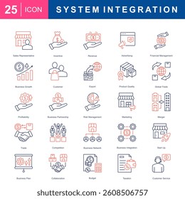 Bussiness System Integration Icon Set For Presentation