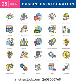 Bussiness System Integration Icon Set For Presentation