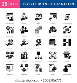 Bussiness System Integration Icon Set For Presentation