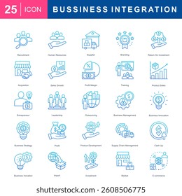 Bussiness System Integration Icon Set For Presentation