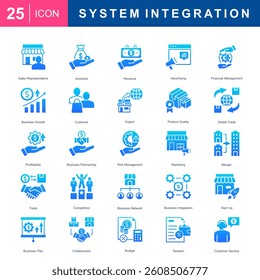 Bussiness System Integration Icon Set For Presentation