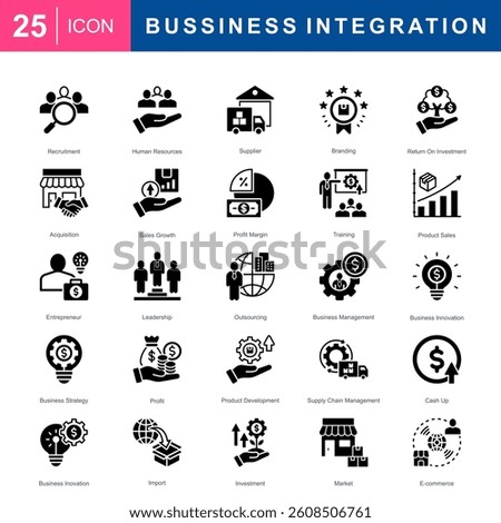 Bussiness System Integration Icon Set For Presentation