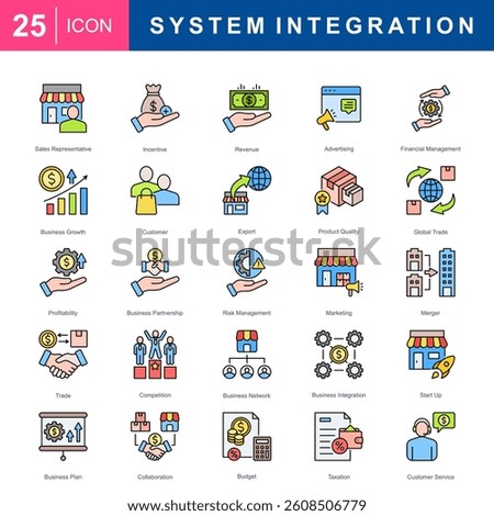 Bussiness System Integration Icon Set For Presentation