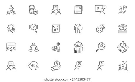 Bussiness teamwork and management line icons collection.  Line icons collection vector. Outline icon pack