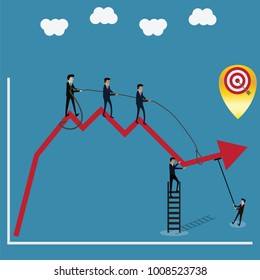 Bussiness teamwork try to construction the growth up arrow
