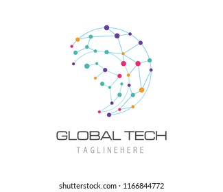 Bussiness tecshnology logo template vector 