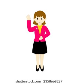 Bussiness woman with hand up illustration