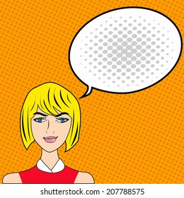 Bussiness Women think with Comic Speech Bubbles vector
