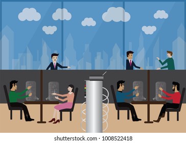 Bussinessman work with high technology in future - Illustration