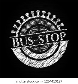 Bus-stop chalk emblem written on a blackboard