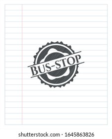 Bushaltestelle in Bleistift gezogen. Vektorillustration Illustration. Detaillierte Angaben.