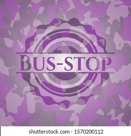 Bus-stop pink on camo pattern. Vector Illustration. Detailed.