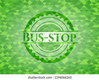 Bus-stop realistic green mosaic emblem