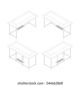 Busstop set. Isolated on white background. Vector outline illustration. Isometric style.