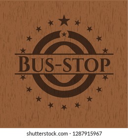 Bus-stop vintage wooden emblem