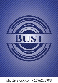 Bust badge with denim texture. Vector Illustration. Detailed.
