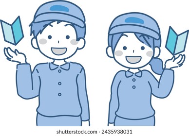 Bust enlargement for men and women wearing work clothes - Beginner's mark　3