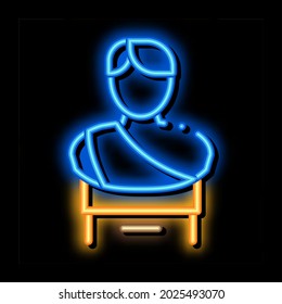 Bust Of Greek Emperor Neon Light Sign Vector. Glowing Bright Icon Bust Of Greek Emperor Sign. Transparent Symbol Illustration