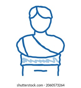 Bust Of Greek Emperor Sketch Icon Vector. Hand Drawn Blue Doodle Line Art Bust Of Greek Emperor Sign. Isolated Symbol Illustration