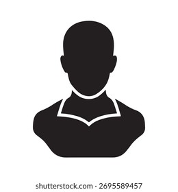 Diseño plano de la ilustración del Vector de la silueta del icono del busto sobre fondo blanco
