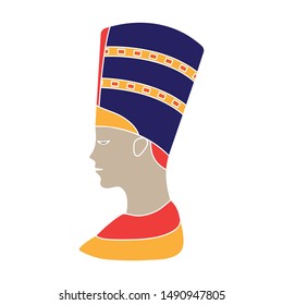 Bust of Nefertiti icon in colour style isolated on white background. Ancient Egypt symbol stock vector illustration.