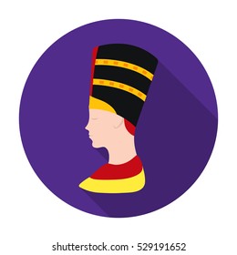 Bust of Nefertiti icon in flat style isolated on white background. Ancient Egypt symbol stock vector illustration.