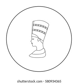 Bust of Nefertiti icon in outline style isolated on white background. Ancient Egypt symbol stock vector illustration.