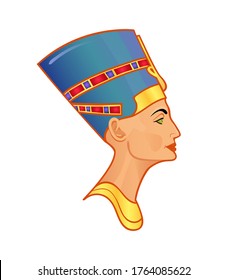 Bust of Nefertiti, Symbol of Ancient Egyptian Culture Vector Illustration