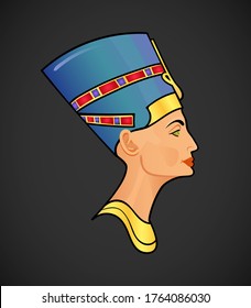 Bust of Nefertiti, Symbol of Ancient Egyptian Culture Vector Illustration