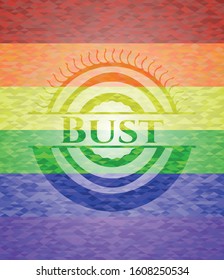 Bust on mosaic background with the colors of the LGBT flag
