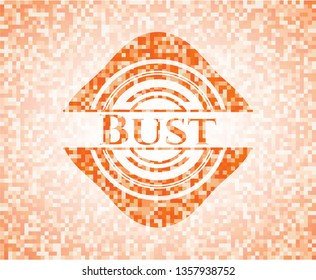 Bust orange mosaic emblem with background