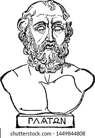 Bust Of Plato, Vintage Illustration