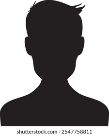 Bust portrait silhouette of a young man with stylized hair facing forward, conveying anonymity, mystery, or a generic representation of a person