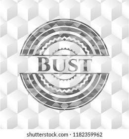Bust realistic grey emblem with cube white background