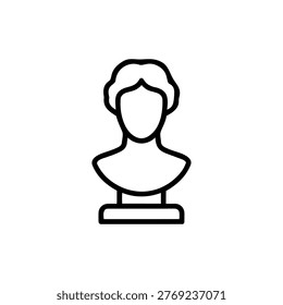 Bust sculpture icon representing classical art, historical figures, and museum display of ancient portrait sculptures.