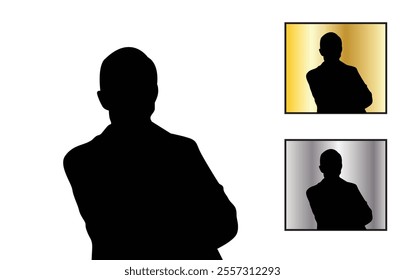 Bust Silhouette of a Business Man with Crossed Arms Isolated on White. People and work presentation template vector art