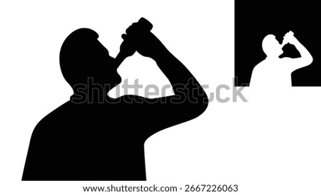 Bust Silhouette of Man Drinking Beer. People and problems with alcohol consumption vector art