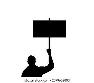 Bust Silhouette of Man with a Poster at Strike