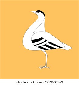bustard bird ,stylized vector illustration, profile view