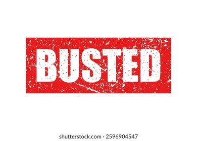 Busted bright red stamp isolated on white background