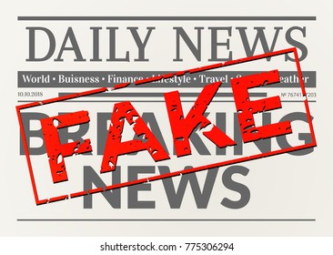 Busted daily breaking news. Newspaper with fake red stamp