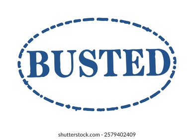 "BUSTED" text stamp print. white background black drawing