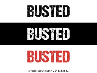 Busted vector rubber stamp, grunge rejection icon, failed symbol, isolated square crest