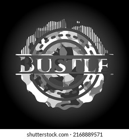 Emblema camuflado gris bullicioso. Ilustración vectorial. 