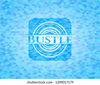Bustle sky blue emblem with triangle mosaic background