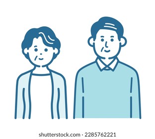 Bust-up illustration of an elderly couple