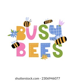Busu bees lettering with floral elements and bee svg