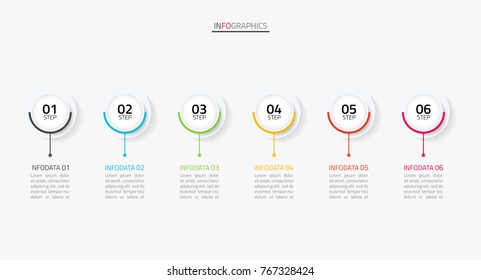 Busuness circle infographic design template.Can be used for workflow diagram, presentation with 6 options, steps or processes.Vector illustration